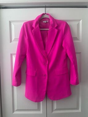 Neon Pink Women's Blazer Jacket - High-Impact Tailored Blazer